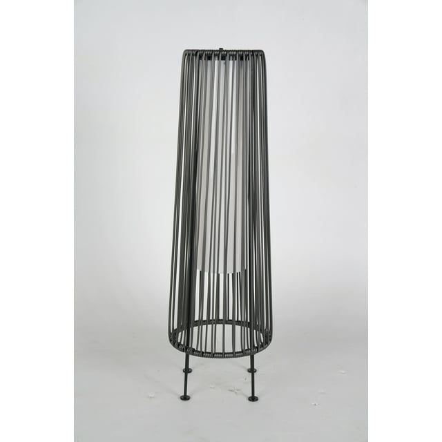 Betcozy 2-Pack Outdoor Floor Solar Light, All-Weather Wicker Solar Patio Lamp, Outdoor Lamp, Grey
