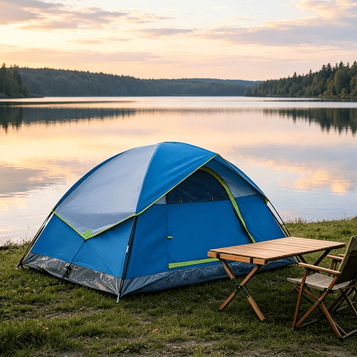 Blorly Easy Setup Camping Tent, 4 Person Lightweight Dome Tent, 3-Minute No-Assembly Portable Pop Up Camp Tent for Beginners, Kids, Car Camping, Backyard, Beach, Waterproof Travel Tent, Blue