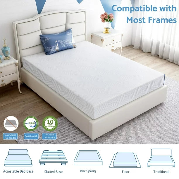 King Size Mattress, 12 Inch Green Tea Memory Foam Mattress in a Box, Medium Firmness, Made in USA