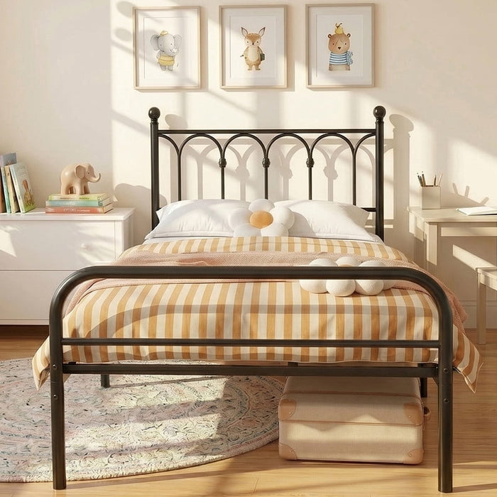 Simenmax Twin Bed Frame Heavy Duty Metal Platform, 12" Under-Bed Storage, Steel Slat Support, No Box Spring Needed