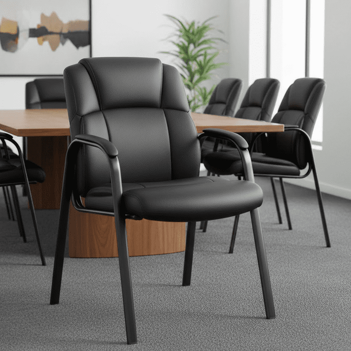 Betcozy Waiting Room Chairs, 1 PCS PU Leather Office Reception Guest Chair with Padded Arms for Home Office, Conference, Lobby, Medical Clinic Elderly Student