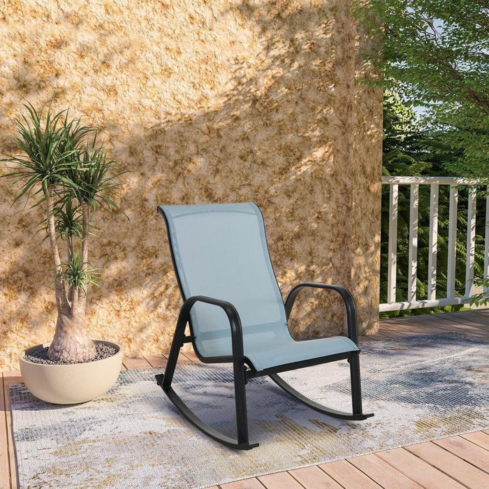 Betcozy Outdoor Mesh Rocking Chair, Steel Rocker Seating for Front Porch, Garden, Patio, Backyard