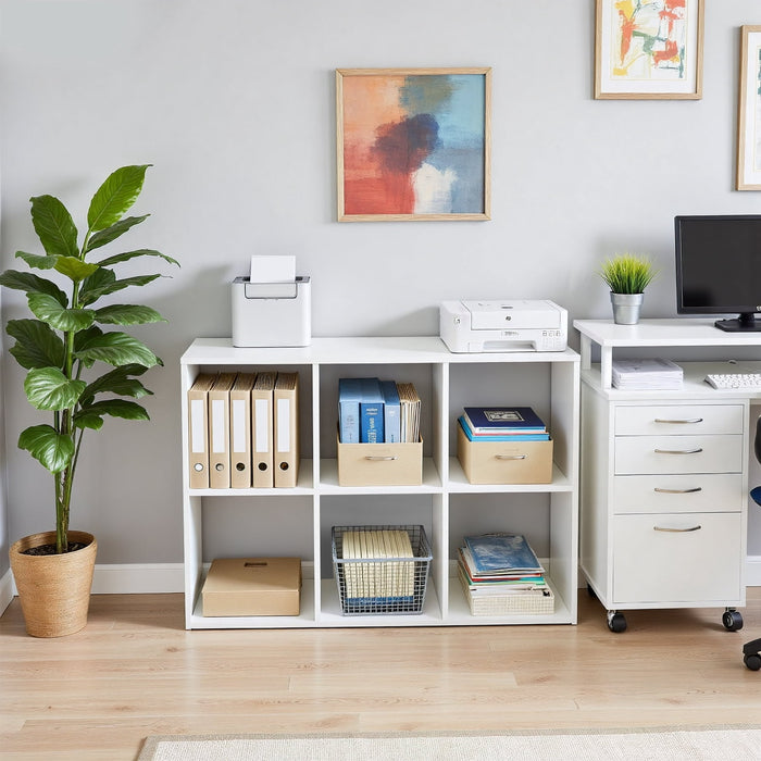 Betcozy Cube Bookshelf White, 6 Cube Storage Organizer Bookcase, Display Bookcase, TV Stand, for Living Room, Home Office, Bedroom