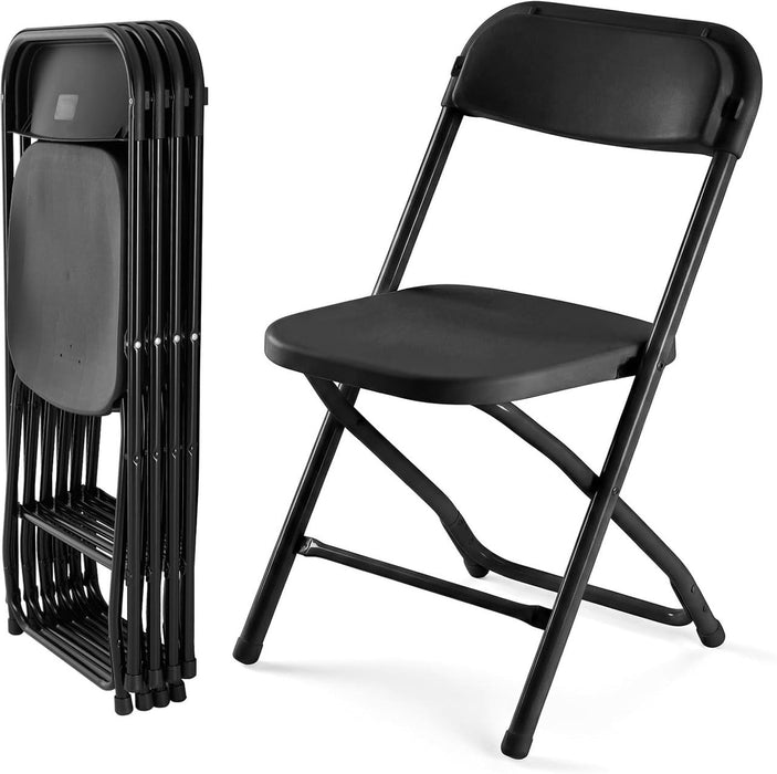 Simenmax 4-Pack Heavy Duty Folding Chairs, Ergonomic Back Support, Portable Plastic Dining Chairs for Home Office Conference Wedding Party Patio Garden Camping, Black