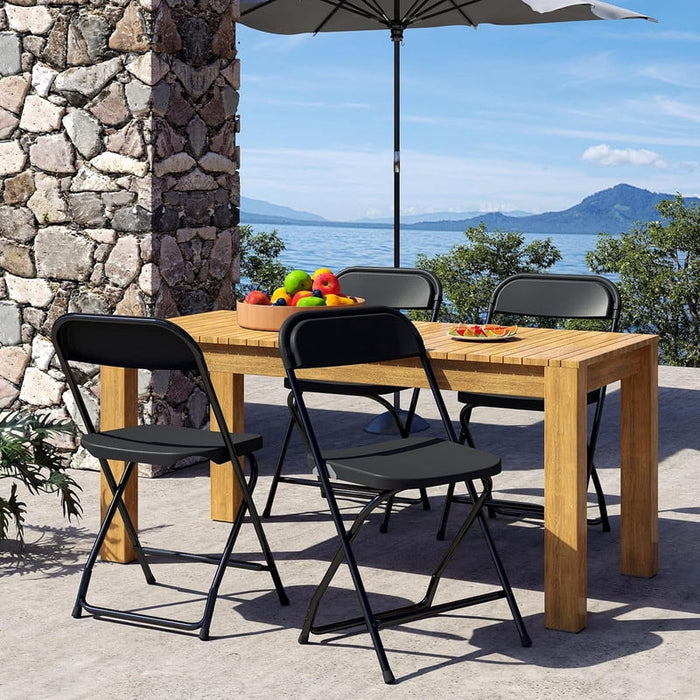 Simenmax 4-Pack Heavy Duty Folding Chairs, Ergonomic Back Support, Portable Plastic Dining Chairs for Home Office Conference Wedding Party Patio Garden Camping, Black