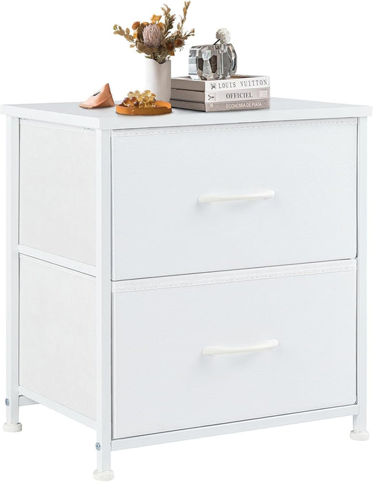 Simenmax Nightstand, 2 Drawer Dresser for Bedroom, Bedside Furniture, End Table for Bedroom, Closet, Entryway, White