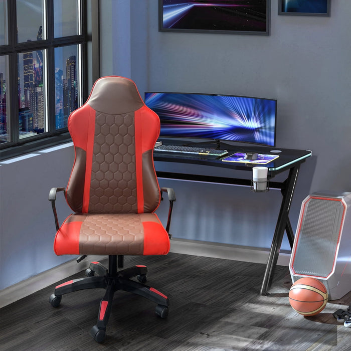 Gaming Chair,  Office Chair, Ergonomic Game Chair with Headrest & Lumbar, Brown Red