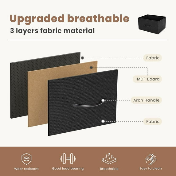 4 Drawer Fabric Nightstand Bedside Table, Wooden Top Steel Frame Dresser, Removable Bin Organizer for Bedroom, Closet, Living Room, Entryway, Dorm