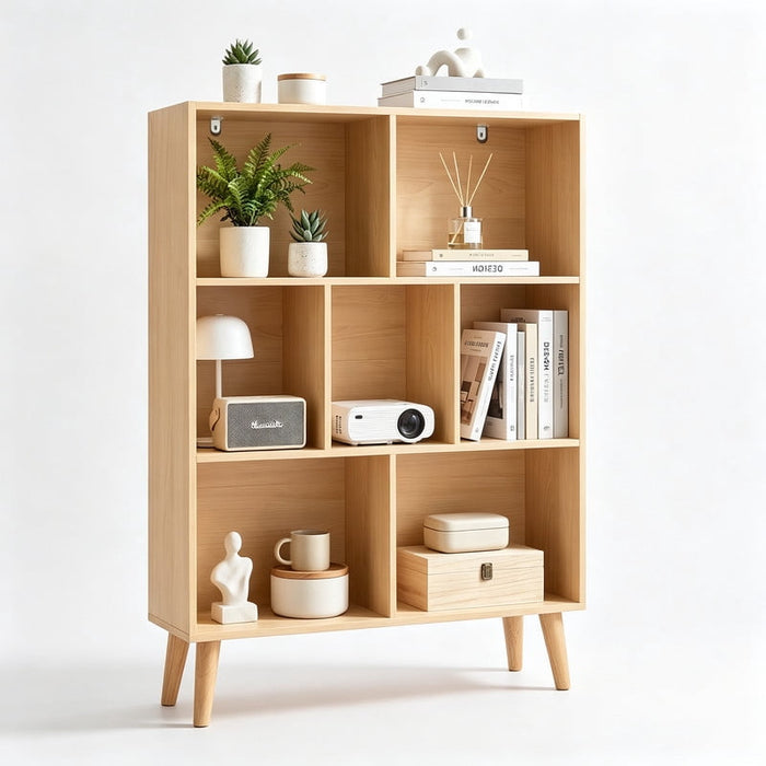 Taoset 3-Tier Cube Bookshelf, 43.3 Inch Tall Open Bookcase, Freestanding Organizer Display Shelf for Living Room, Bedroom, Home Office, Wood