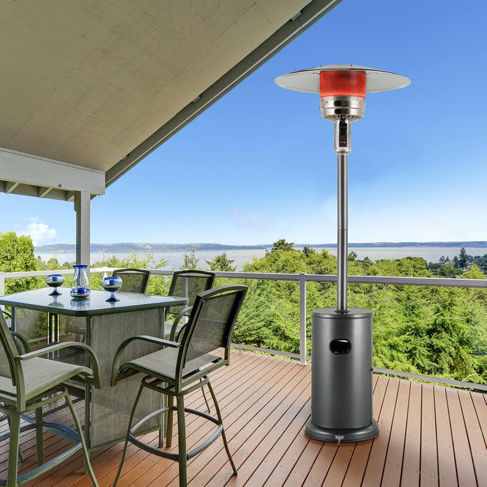 Propane Patio Heater, 48,000 BTU Steel Patio Heater,  Premium Standing Propane Patio Heater with Wheels and Cover, Graphite Color