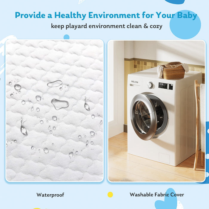yangming Waterproof Dual-sided Pack n Play Mattress Pad, Portable Folding Mini Crib Mattress for Baby & Toddlers with Washable Cover,38"x26