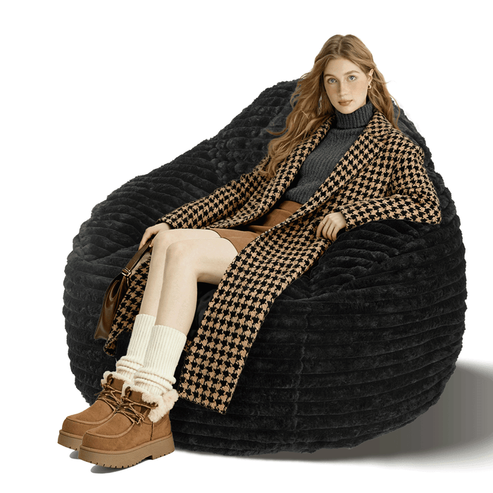 Blorly Oversized Bean Bag Chair, Beanbag for Adults, Comfy Refillable Single Sofa for Living Room, Bedroom, Dorm, Black
