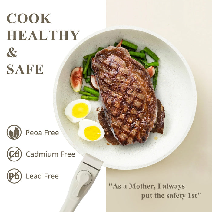 12 Pcs Pots and Pans Set, Non Stick with Removable Handle, Induction, Gas, Ceramic, and Electric Suitable, Oven-Safe,