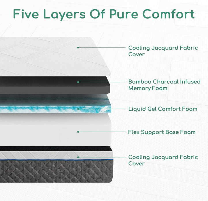 Smiaoer Cooling Gel Memory Foam Mattress, Bed in a Box,Made in USA