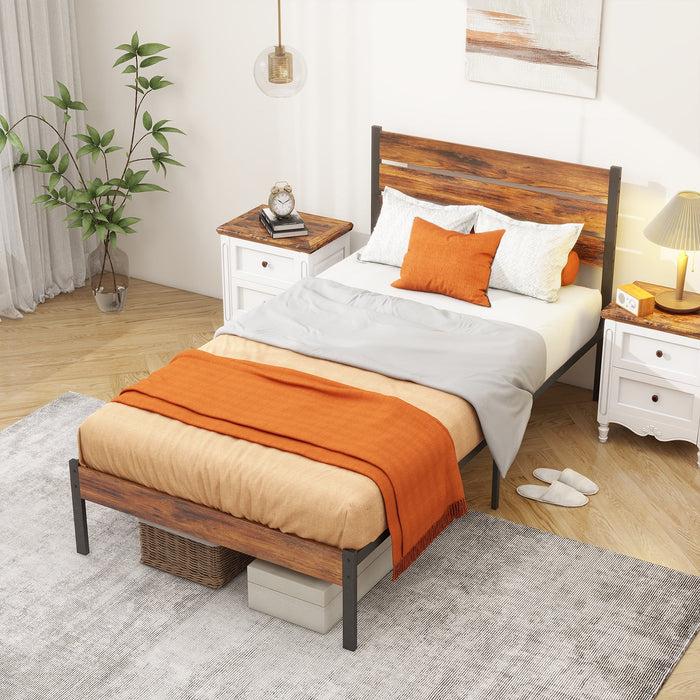 Blorly Bed Frame, Mattress Foundation with Headboard, No Box Spring Needed, 700LBS Sturdy Metal Slats Support, Noise Free