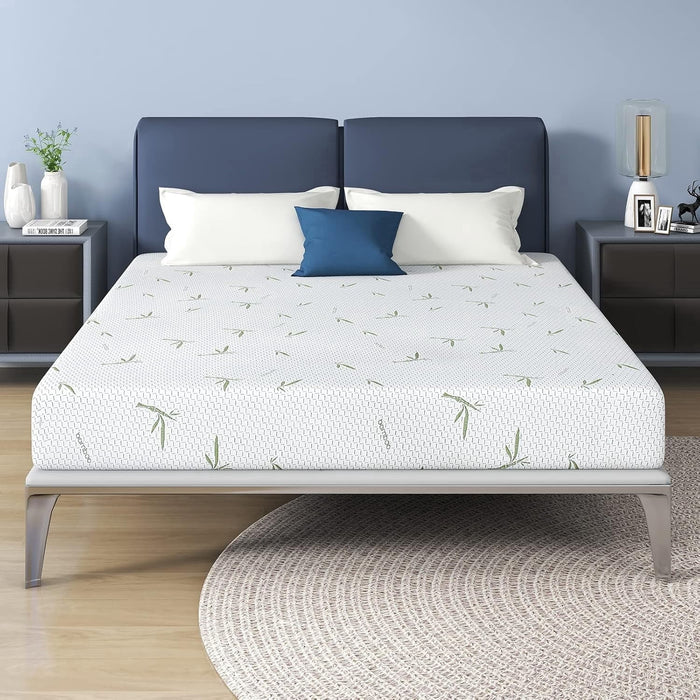 10 inch Mattress King Size, Green Tea Gel Infused Memory Foam Mattress with Bamboo Knit Cover
