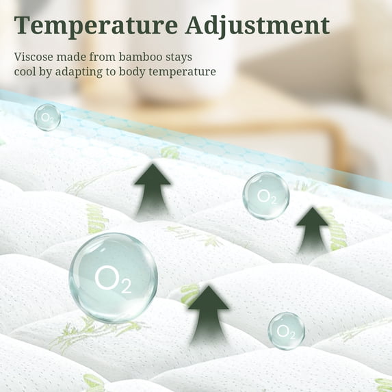 Aidoly&nbsp; Cooling Mattress Topper with Bamboo Viscose - Bed Topper Mattress Cover with 8-16 Inch Deep Pocket for Pressure Relief &amp; Hot Sleepers