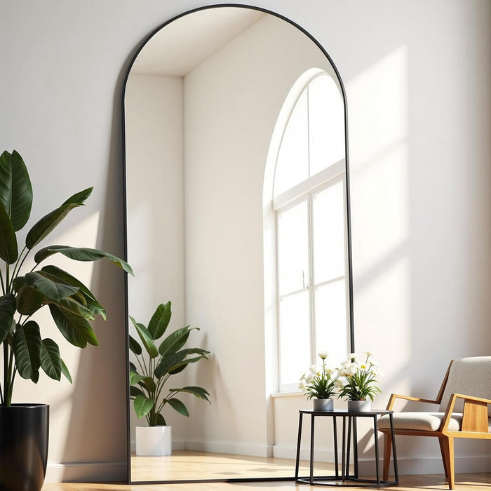 Taoset 65"x24" Arched Full Length Mirror Full Body Mirror Floor Mirror Standing Hanging or Leaning Wall,Black