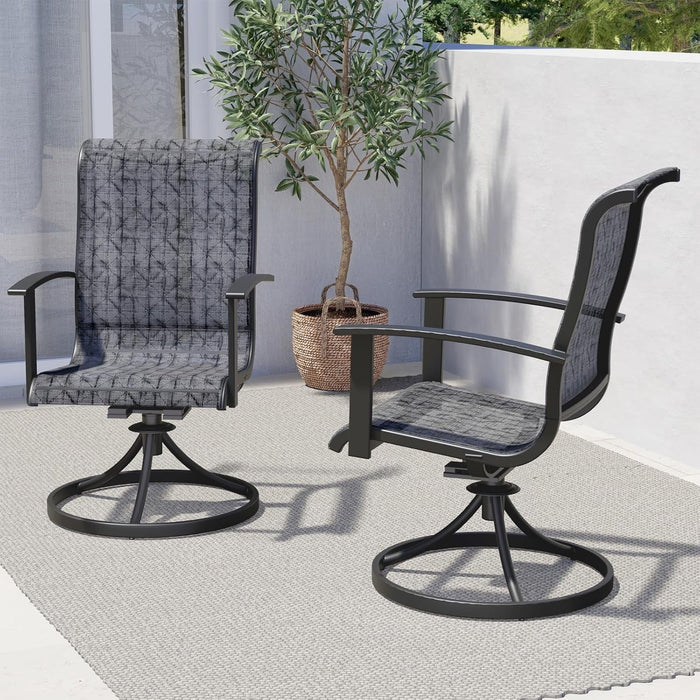 Betcozy Patio Chairs Set of 2, Outdoor Swivel Mesh Sling Rocking Chairs, for Front Porch, Garden, Patio, Backyard, Black