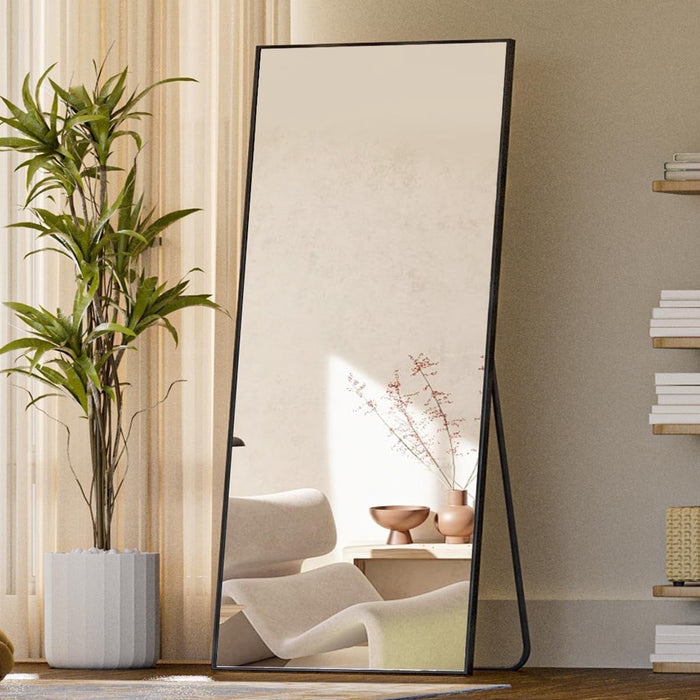 Taoset Floor Mirror, Full Length Mirror with Stand, Hanging Body Mirror Wall Mounted Mirror for Bedroom, Entry way, Dressing Room, Black