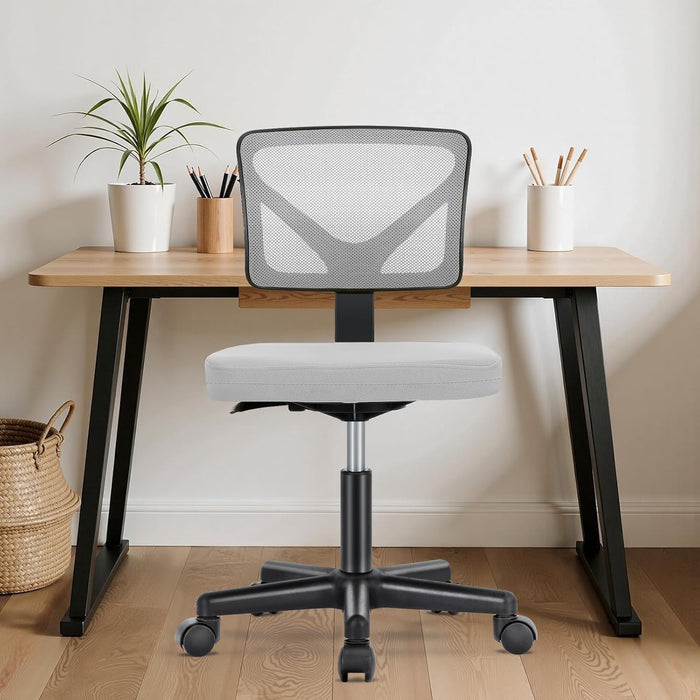 Beddle Armless Office Chairwith Lumbar Support, Low-Back Ergonomic Swivel Mesh Desk Chair, Comfortable Seat for Home Office or Study