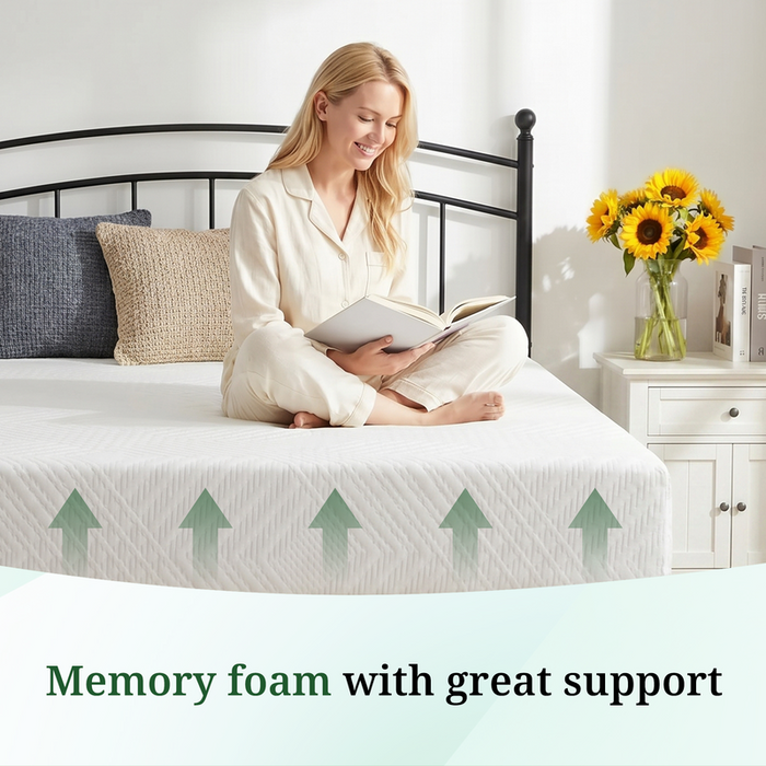 Full Mattress, 8 inch Memory Foam Mattress Bed in a box, Pressure Relieving Sleep Mattress,Medium,White