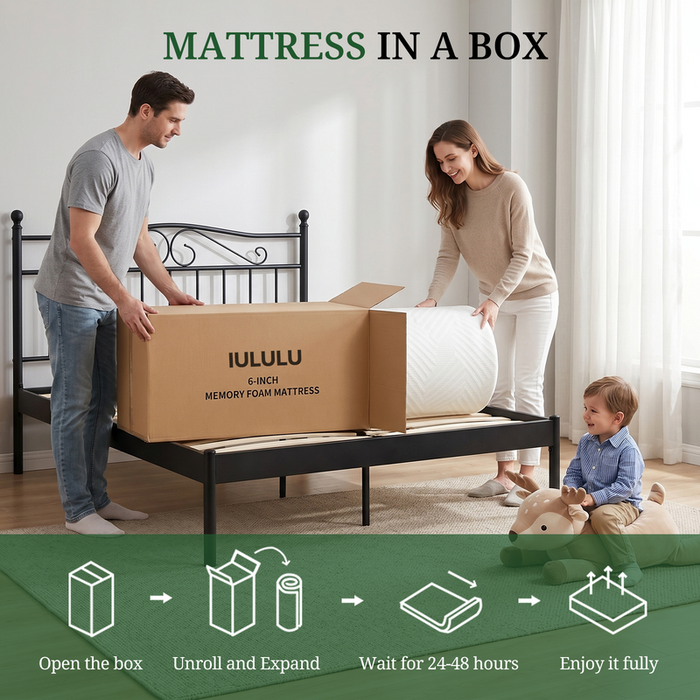 Full Mattress, 8 inch Memory Foam Mattress Bed in a box, Pressure Relieving Sleep Mattress,Medium,White