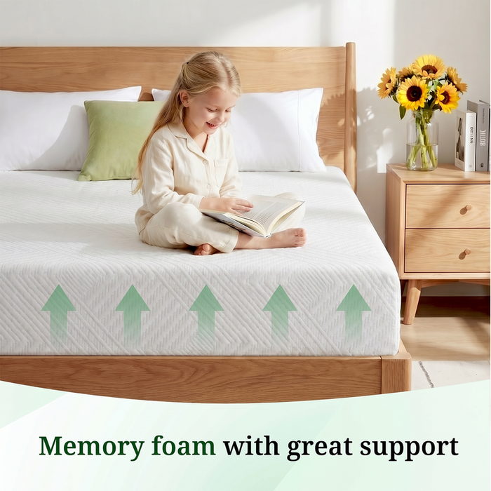 Twin Mattress, 8 inch Memory Foam Mattress Bed in a box, Pressure Relieving Sleep Mattress,Medium,White