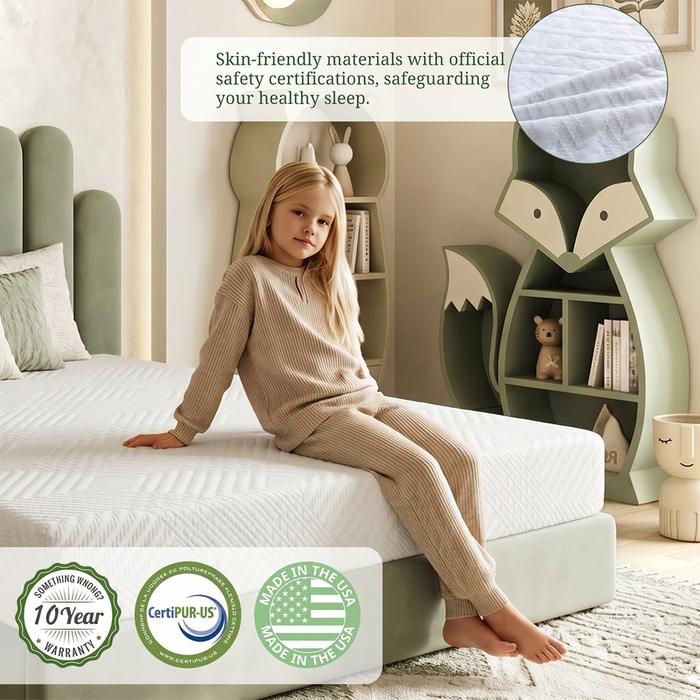 Twin Mattress, 8 inch Memory Foam Mattress Bed in a box, Pressure Relieving Sleep Mattress,Medium,White