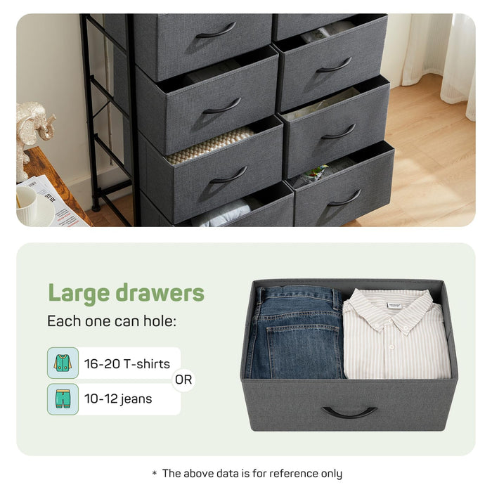 Bigleap 10 Drawer Dresser Organizer Storage Drawers, Chest of Drawers with Fabric Bin for Bedroom, Closet, Entryway,Gray