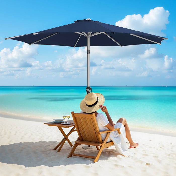 Sybels 9FT Patio Umbrella with Push-Button Tilt - Fade-Resistant Aluminum Frame for Pool, Deck & Garden