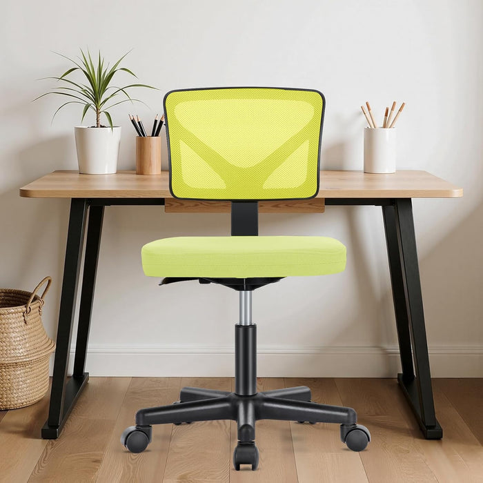 Beddle Armless Office Chairwith Lumbar Support, Low-Back Ergonomic Swivel Mesh Desk Chair, Comfortable Seat for Home Office or Study