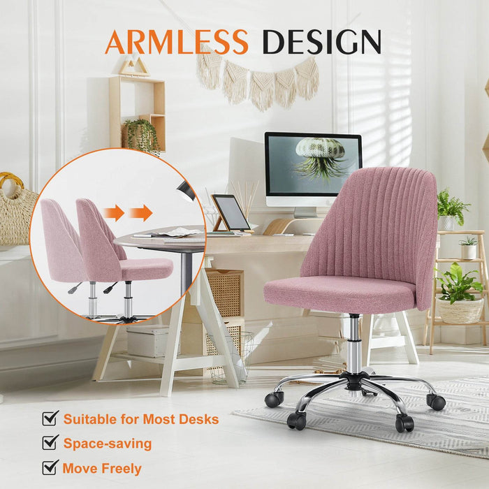 Simenmax Armless Office Desk Chair, Modern Swivel Vanity Chair Comfy Home Office Chairs Rolling Computer Task Stools for Living Room, Make-up, Bedroom, Blue