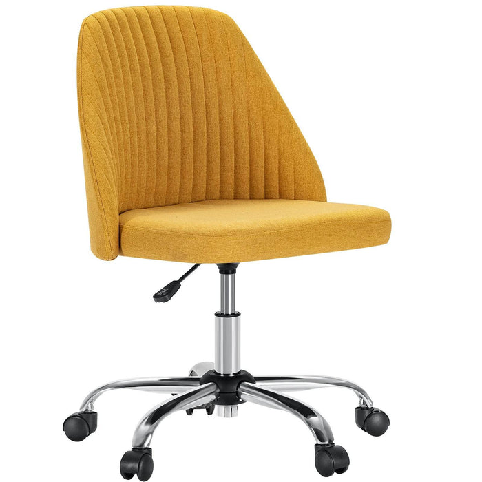 Simenmax Armless Office Desk Chair, Modern Swivel Vanity Chair Comfy Home Office Chairs Rolling Computer Task Stools for Living Room, Make-up, Bedroom, Yellow