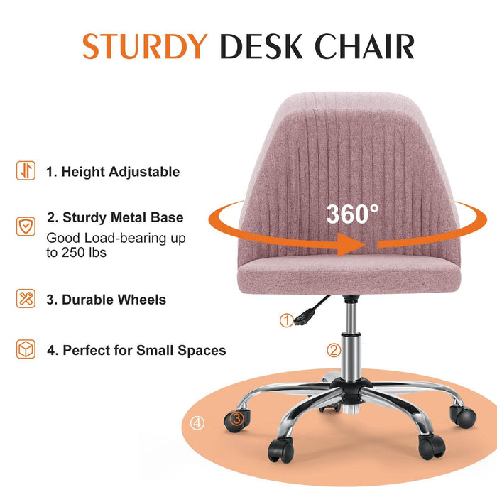 Simenmax Armless Office Desk Chair, Modern Swivel Vanity Chair Comfy Home Office Chairs Rolling Computer Task Stools for Living Room, Make-up, Bedroom, Blue