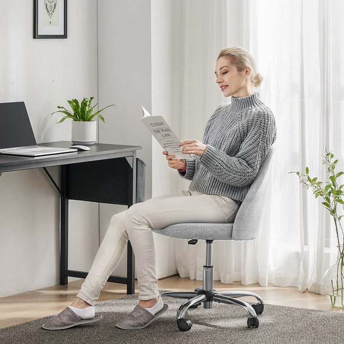 Simenmax Armless Office Desk Chair, Modern Swivel Vanity Chair Comfy Home Office Chairs Rolling Computer Task Stools for Living Room, Make-up, Bedroom, Dark Gray
