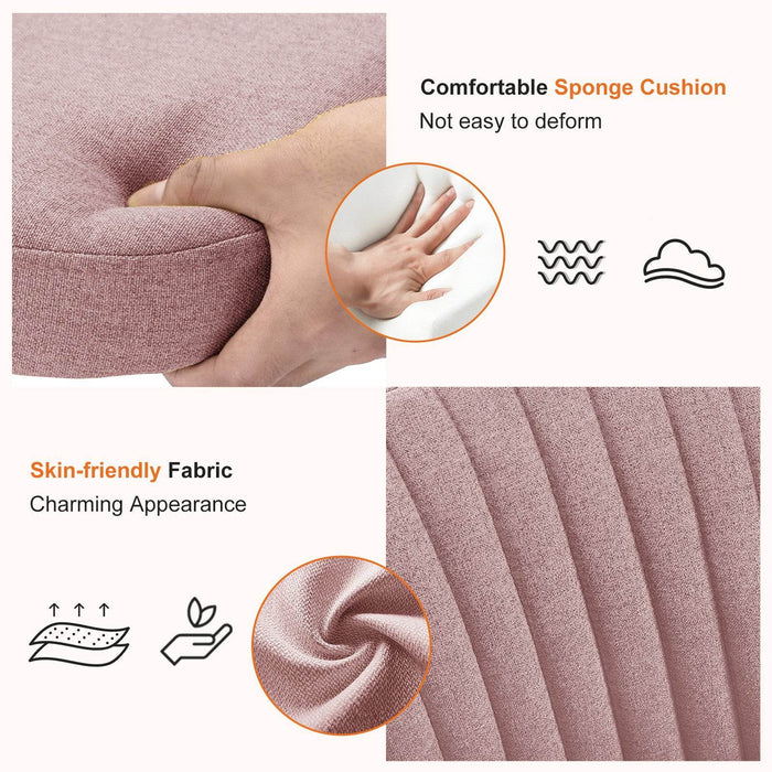 Simenmax Armless Office Desk Chair, Modern Swivel Vanity Chair Comfy Home Office Chairs Rolling Computer Task Stools for Living Room, Make-up, Bedroom, Pink