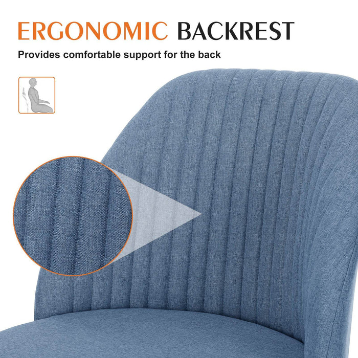 Simenmax Armless Office Desk Chair, Modern Swivel Vanity Chair Comfy Home Office Chairs Rolling Computer Task Stools for Living Room, Make-up, Bedroom, Blue