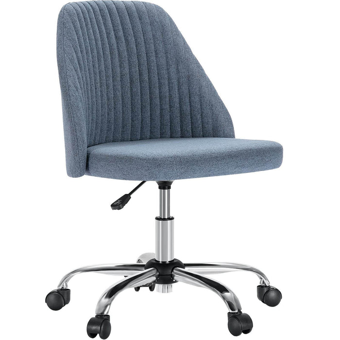 Simenmax Armless Office Desk Chair, Modern Swivel Vanity Chair Comfy Home Office Chairs Rolling Computer Task Stools for Living Room, Make-up, Bedroom, Blue