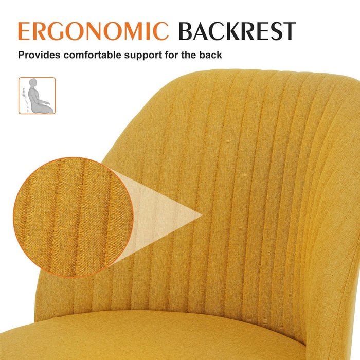 Simenmax Armless Office Desk Chair, Modern Swivel Vanity Chair Comfy Home Office Chairs Rolling Computer Task Stools for Living Room, Make-up, Bedroom, Yellow