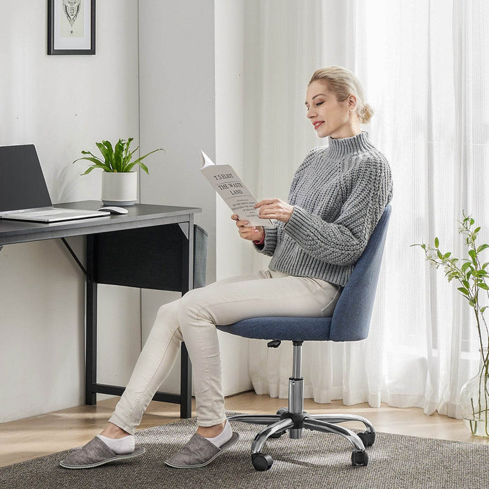 Simenmax Armless Office Desk Chair, Modern Swivel Vanity Chair Comfy Home Office Chairs Rolling Computer Task Stools for Living Room, Make-up, Bedroom, Blue