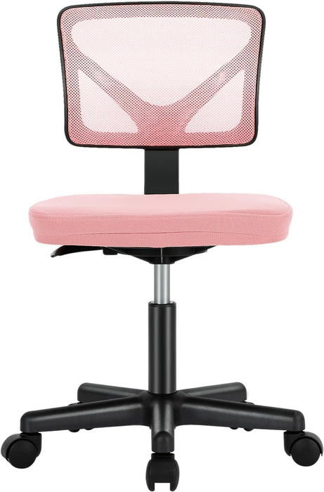 Beddle Armless Office Chairwith Lumbar Support, Low-Back Ergonomic Swivel Mesh Desk Chair, Comfortable Seat for Home Office or Study
