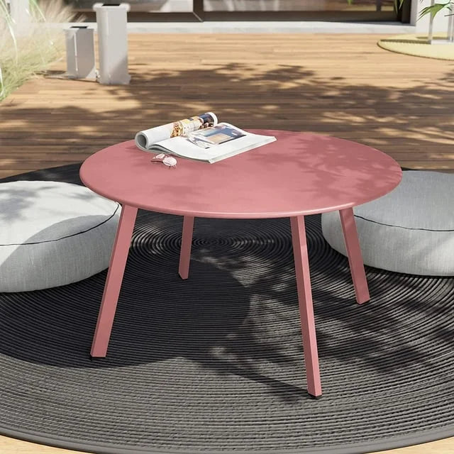 WOod-it Round Steel Patio Coffee Table, Weather Resistant Outdoor Large Side Table, Living Room, Outdoor, Home Decor, Versatile