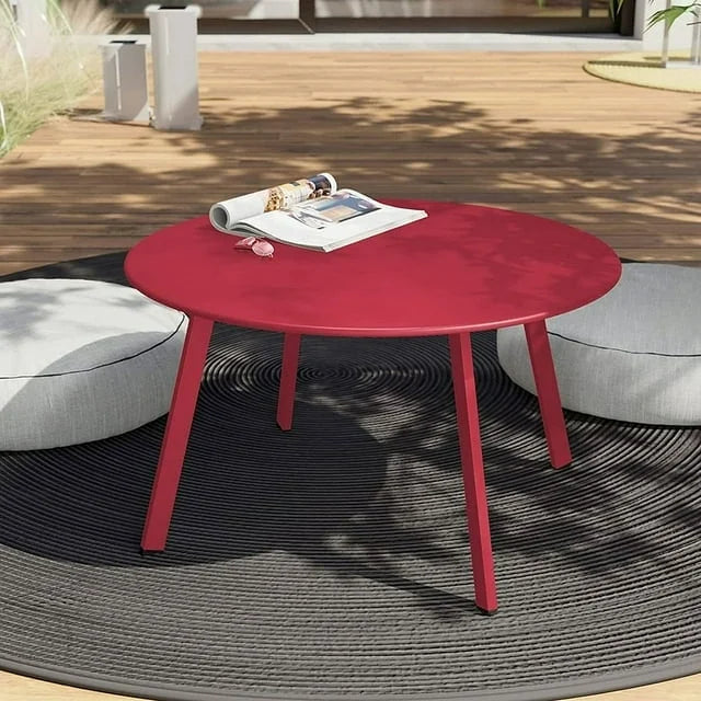 WOod-it Round Steel Patio Coffee Table, Weather Resistant Outdoor Large Side Table, Living Room, Outdoor, Home Decor, Versatile