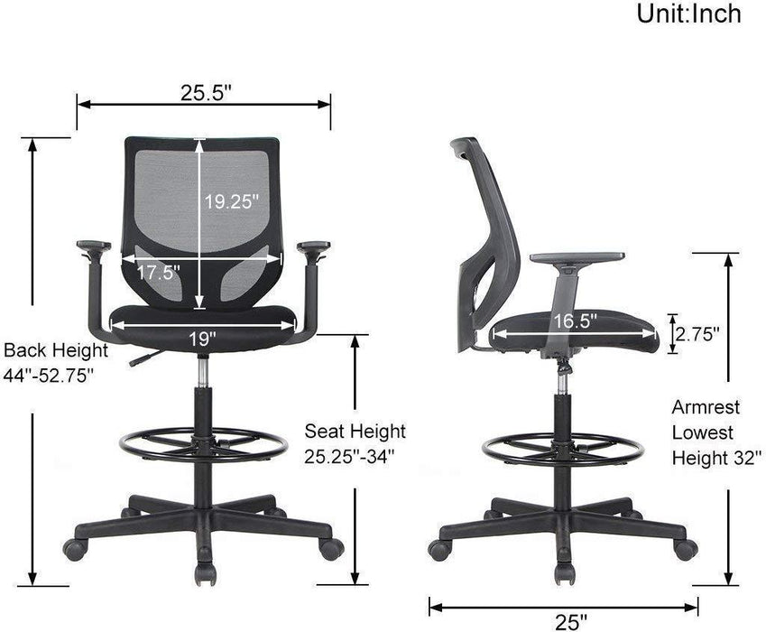 SmugChair Ergonomic Mid Back Tall Drafting Chair
