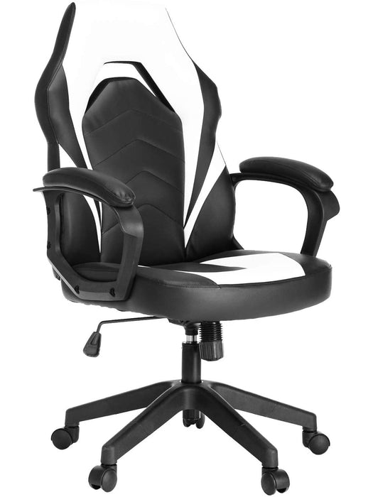 Gaming Chair, Bonded Leather Adjustable Racing Chair(White)