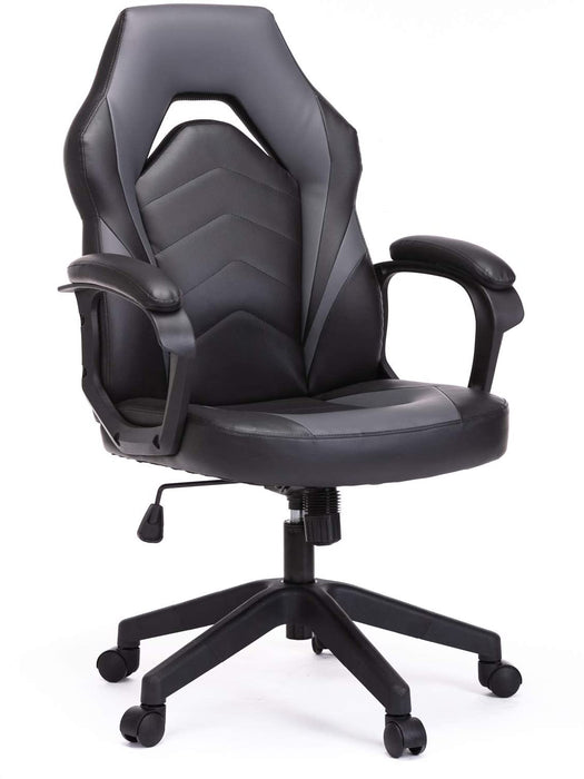 Gaming Chair, Bonded Leather Adjustable Racing Chair(Grey)