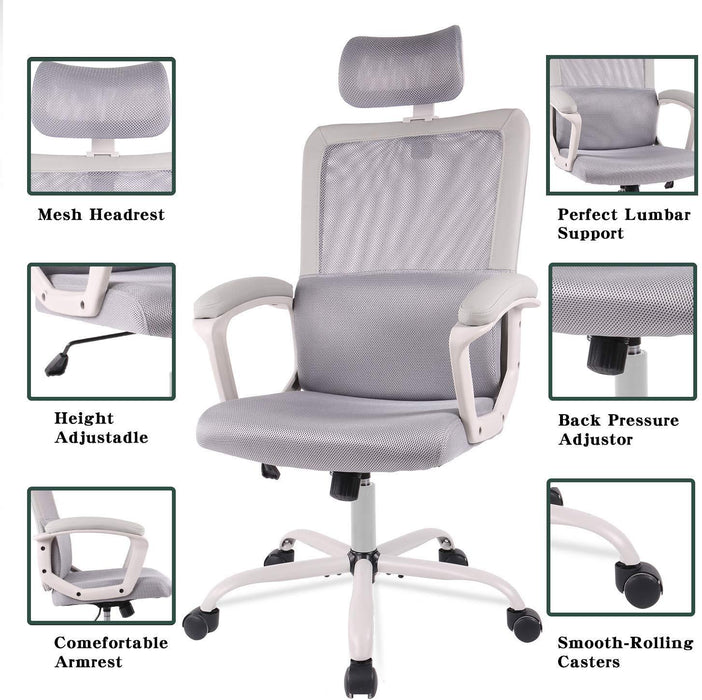 SmugChair Ergonomic Grey Mesh High Back Office Chair