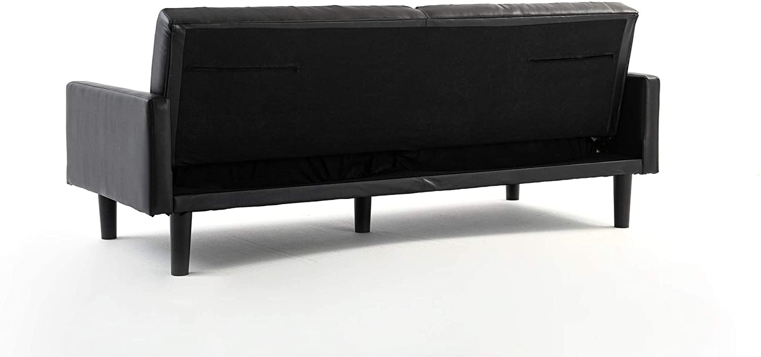 Sofa Futon Bed PU Leather Upholstered Futon Couch Sleeper Sofa Convertible Folding Futon Couch Bed Daybed Loveseat for Living Room, Apartment, Dorm