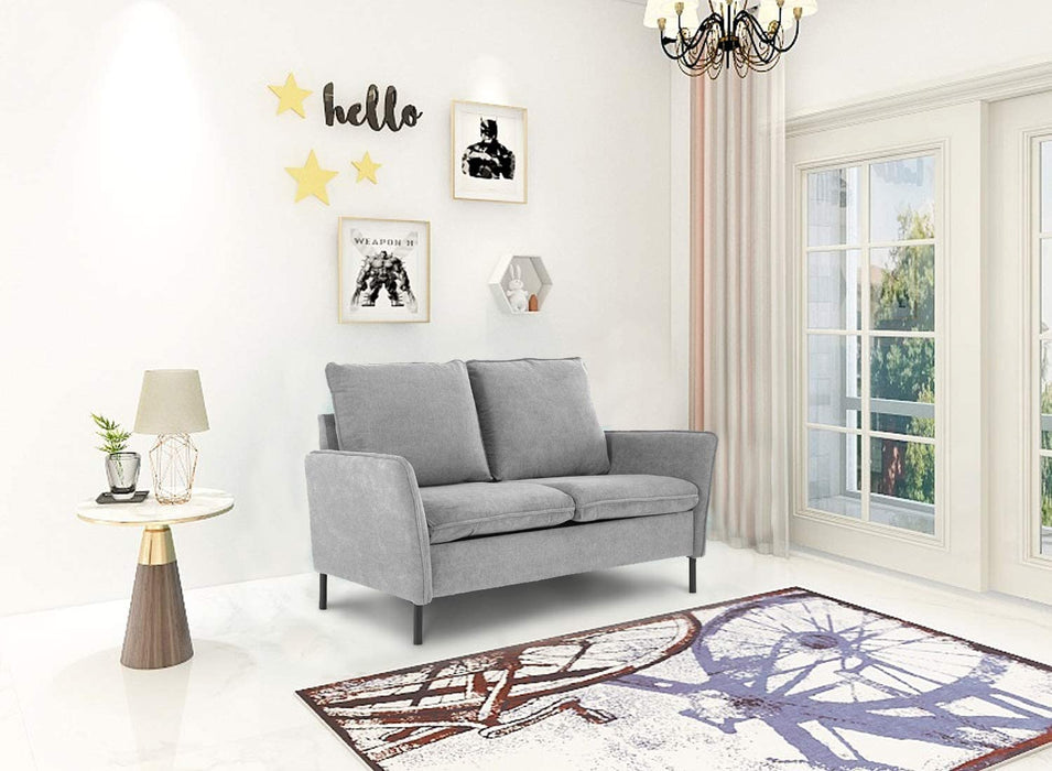Loveseat,Couch and Sofa for Living Room Upholstered Modern Tufted for Small Spaces,Blue，Grey